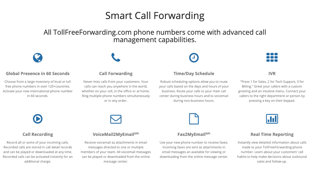 tollfreeforwarding features