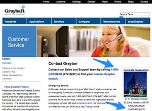 Graybar uses vanity numbers for customer service and sales.