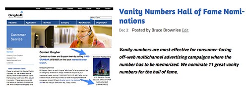Examples of great vanity numbers that businesses use to drive sales traffic.