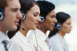 Agents working in call center.