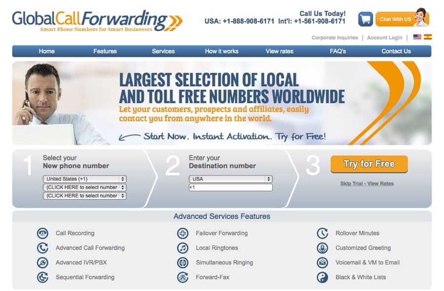 GlobalCallForwarding.com Home Page