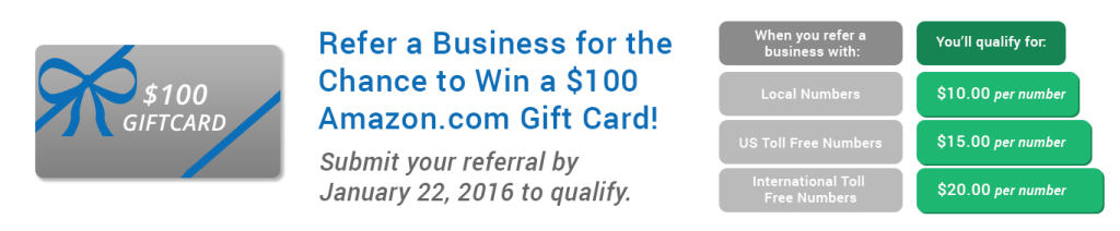 Refer a Business and Qualify to Win a $100 USD Amazon.com Gift Card